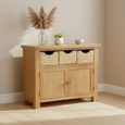 Salisbury Premium Small Sideboard - 2 Door - with Baskets - Oak - 110cm