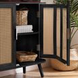 Noah Small Sideboard - 100cm - 2 Door - Black and Rattan