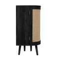 Noah Small Sideboard - 100cm - 2 Door - Black and Rattan