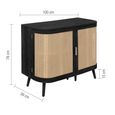 Noah Small Sideboard - 100cm - 2 Door - Black and Rattan
