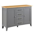 Clearance - Rossmore 2 Door 4 Drawer Sideboard - Oak & Slate Grey - A439