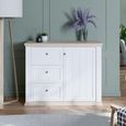 Pontypool Sideboard - 1 Door - 3 Drawer - White and Riva Oak