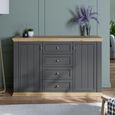 Pontypool Sideboard - 2 Door - 4 Drawer - Medium - Dark Grey and Light Oak