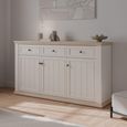 Pontypool Sideboard - 3 Door - 3 Drawer - Large - White and Riva Oak