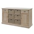 Buffet Sideboard - 2 Door - 2 Drawer - Large - 6 Rattan Basket - Grey Wood