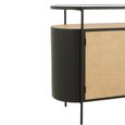 Ivy Curved Sideboard - 2 Door - 3 Drawer - Medium - Glass Top - Natural and Black Metal