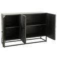 Shanil Buffet Sideboard - 3 Door - Medium - Sunburst Desgin - Black Wood and Metal
