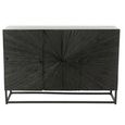 Shanil Buffet Sideboard - 3 Door - Medium - Sunburst Desgin - Black Wood and Metal