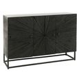 Shanil Buffet Sideboard - 3 Door - Medium - Sunburst Desgin - Black Wood and Metal