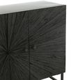 Shanil Buffet Sideboard - 3 Door - Medium - Sunburst Desgin - Black Wood and Metal