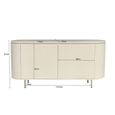 Patou Curved Fluted Sideboard - 2 Door - Large - Off White - Mango Wood