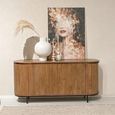 Noor Curved Fluted Sideboard - 4 Door - Large - Brown - Mango Wood