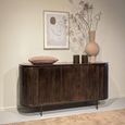 Noor Curved Fluted Sideboard - 4 Door - Large - Walnut - Mango Wood