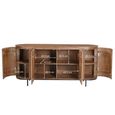 Noor Curved Fluted Sideboard - 4 Door - Large - Brown - Mango Wood