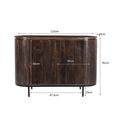 Noor Curved Fluted Sideboard - 2 Door - Small - Walnut - Mango Wood