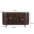 Noor Curved Fluted Sideboard - 4 Door - Large - Walnut - Mango Wood