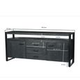 Norris Sideboard - 2 Door - 3 Drawer - Large - Charcoal - Rustic Mango Wood