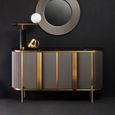 Dervio Sideboard - 4 Door - Large - Grey Fluted - Curved with Black Marble Top - 160cm