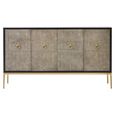 Deruta Sideboard - 4 Door - Medium - Grey Faux Shagreen - 154cm