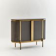 Dervio Sideboard - 2 Door - Small - Grey Fluted - Curved with Black Marble Top - 120cm