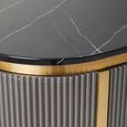 Dervio Sideboard - 2 Door - Small - Grey Fluted - Curved with Black Marble Top - 120cm