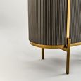 Dervio Sideboard - 2 Door - Small - Grey Fluted - Curved with Black Marble Top - 120cm