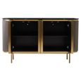 Dervio Sideboard - 4 Door - Large - Grey Fluted - Curved with Black Marble Top - 160cm