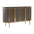 Dervio Sideboard - 4 Door - Large - Grey Fluted - Curved with Black Marble Top - 160cm