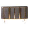 Dervio Sideboard - 4 Door - Large - Grey Fluted - Curved with Black Marble Top - 160cm