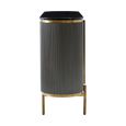 Dervio Sideboard - 4 Door - Large - Grey Fluted - Curved with Black Marble Top - 160cm