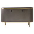 Dervio Sideboard - 4 Door - Large - Grey Fluted - Curved with Black Marble Top - 160cm