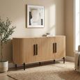 Stockholm Curved Fulted Sideboard - 4 Door - Large - Light Oak - Wooden