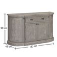 Bordeaux Curved Sideboard - 4 Door - 1 Drawer - Large - Grey - Wooden