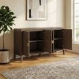 Oslo Sideboard - 4 Door - Medium - Circular Groove Design - Vintage Brown - Wooden