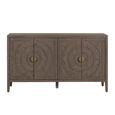 Oslo Sideboard - 4 Door - Medium - Circular Groove Design - Vintage Brown - Wooden