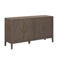 Oslo Sideboard - 4 Door - Medium - Circular Groove Design - Vintage Brown - Wooden