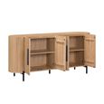 Stockholm Curved Fulted Sideboard - 4 Door - Large - Light Oak - Wooden