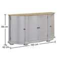 Toulouse Curved Sideboard - 4 Door - Medium - Grey - Wooden
