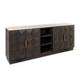 Claremont Sideboard - 4 Door - Extra Large - Geometric - Brown - Travertine Top