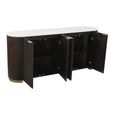 Mayfield White Marble Top Extra Large Sideboard - Dark Wood Fluted Base