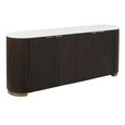 Mayfield White Marble Top Extra Large Sideboard - Dark Wood Fluted Base