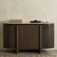 Langford Curved Fluted Sideboard - 3 Door - Medium - Brown - Ceramic and Oak