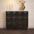 Claremont Dark Wood 2 Door Small Geometric Sideboard with Travertine Top
