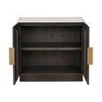 Claremont Dark Wood 2 Door Small Geometric Sideboard with Travertine Top