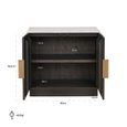 Claremont Dark Wood 2 Door Small Geometric Sideboard with Travertine Top
