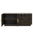 Claremont Dark Wood 4 Door Extra Large Geometric Sideboard with Travertine Top