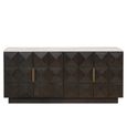 Claremont Dark Wood 4 Door Extra Large Geometric Sideboard with Travertine Top