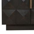 Claremont Dark Wood 4 Door Extra Large Geometric Sideboard with Travertine Top