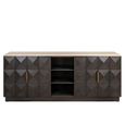 Claremont Sideboard - 4 Door - Extra Large - Geometric - Brown - Travertine Top