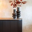 Russo Fluted Sideboard - 4 Door - Ash Brown - Travertine Top